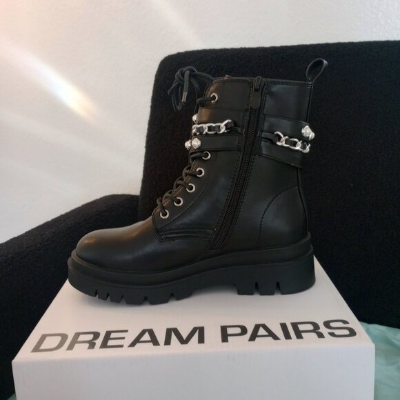 Black AJNDWEER Dream Pairs Combat Boots - Picture 3 of 4
